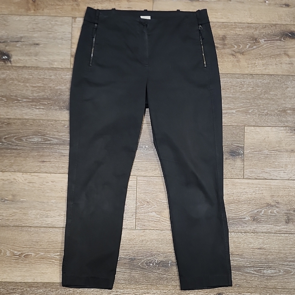 Annette Gortz Designer Utility Black Cropped Women's Trousers with Zipper Detail